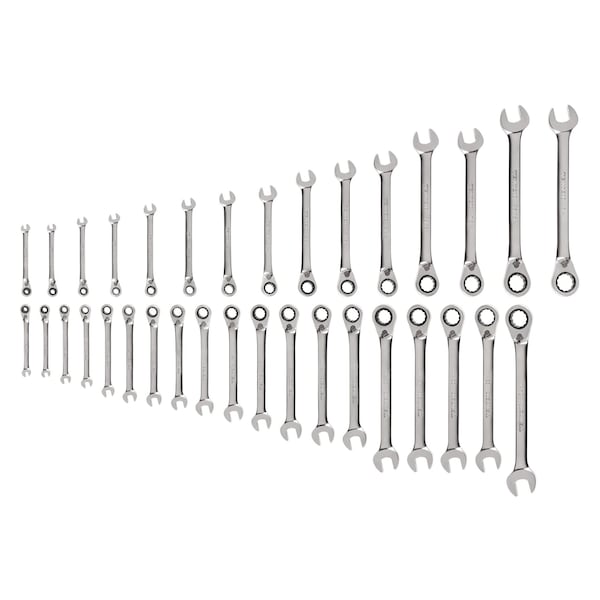 Reversible 12-Point Ratcheting Combination Wrench Set, 34-Piece (1/4-1 in., 6-24 mm)
